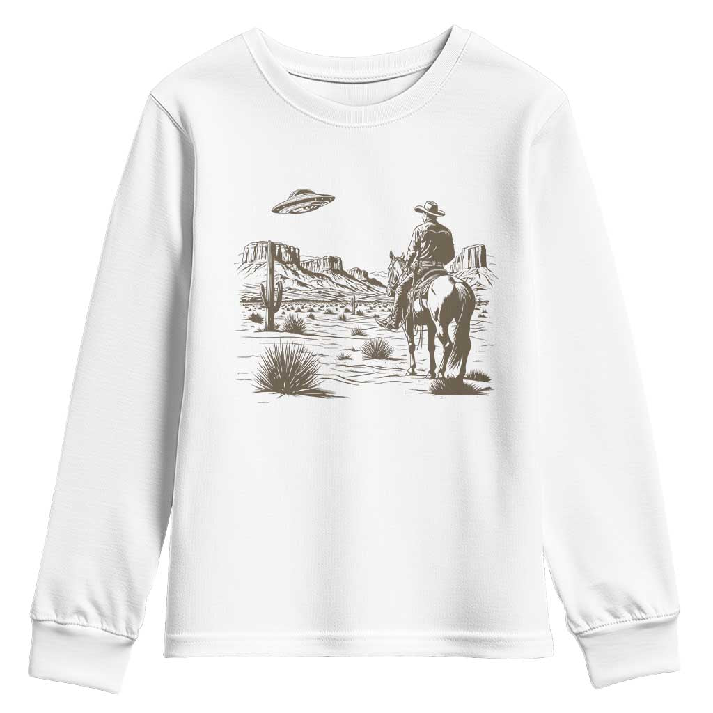 UFO Western Cowboy Youth Sweatshirt Rodeo Wild West Retro Vintage Graphic TS02 White Print Your Wear
