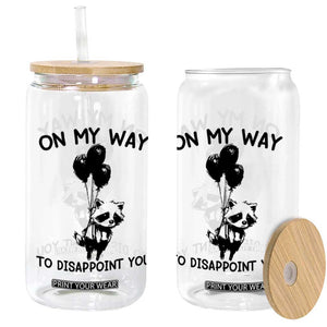 Funny Raccoon 90s Trash Panda Glass Can On My Way To Disappoint You Mental Health Meme TS02 Print Your Wear