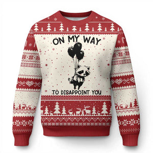 Funny Raccoon 90s Trash Panda Ugly Christmas Sweater On My Way To Disappoint You Mental Health Meme TS02 Beige Red Print Your Wear