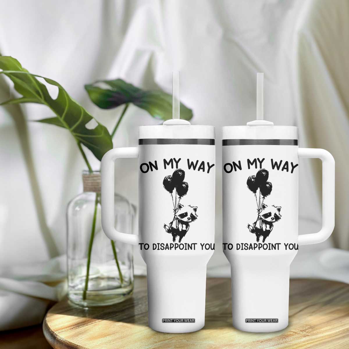 Funny Raccoon 90s Trash Panda Tumbler With Handle On My Way To Disappoint You Mental Health Meme TS02 Print Your Wear
