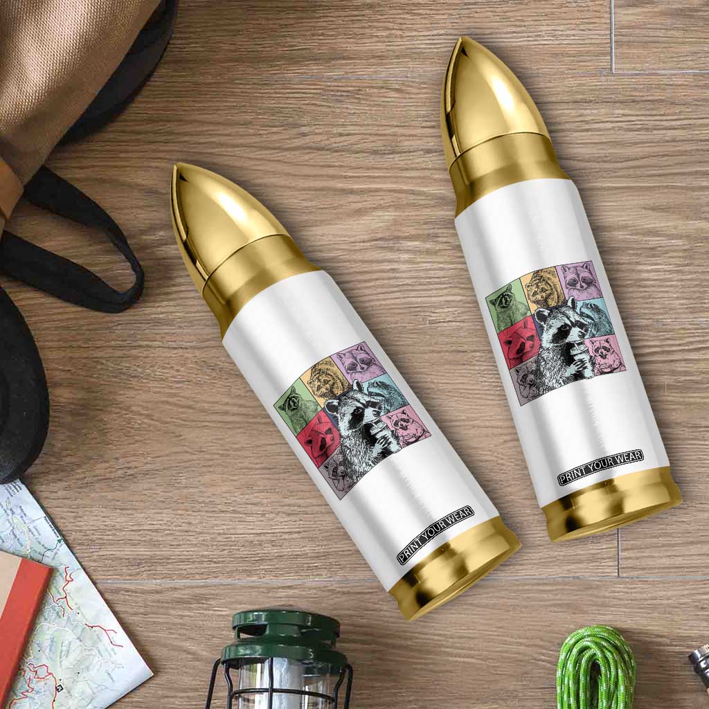Raccoon Drinking Coffee Graphic Bullet Tumbler Funny Trash Panda Retro 90s Style TS02 Print Your Wear