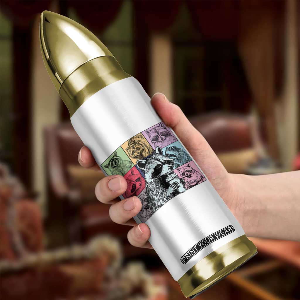 Raccoon Drinking Coffee Graphic Bullet Tumbler Funny Trash Panda Retro 90s Style TS02 Print Your Wear