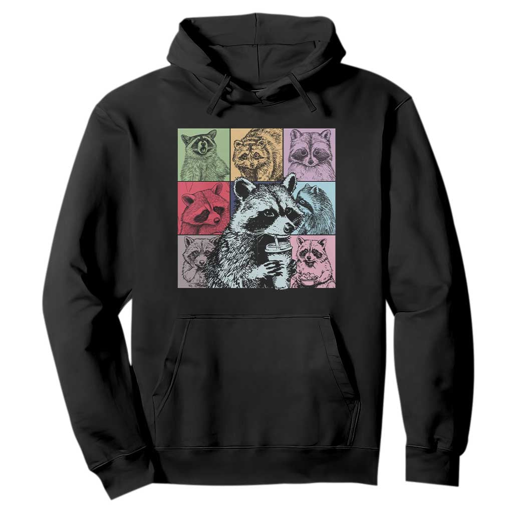 Raccoon Drinking Coffee Graphic Hoodie Funny Trash Panda Retro 90s Style TS02 Black Print Your Wear