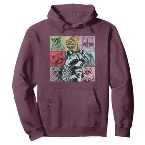 Raccoon Drinking Coffee Graphic Hoodie Funny Trash Panda Retro 90s Style TS02 Maroon Print Your Wear