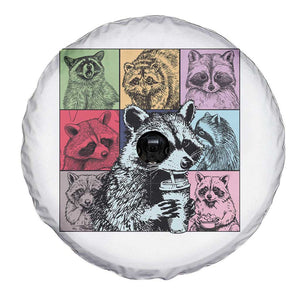 Raccoon Drinking Coffee Graphic Spare Tire Cover Funny Trash Panda Retro 90s Style TS02 Print Your Wear