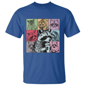 Raccoon Drinking Coffee Graphic T Shirt Funny Trash Panda Retro 90s Style TS02 Royal Blue Print Your Wear