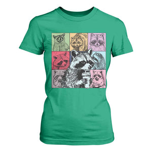 Raccoon Drinking Coffee Graphic T Shirt For Women Funny Trash Panda Retro 90s Style TS02 Irish Green Print Your Wear