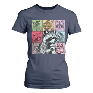 Raccoon Drinking Coffee Graphic T Shirt For Women Funny Trash Panda Retro 90s Style TS02 Navy Print Your Wear