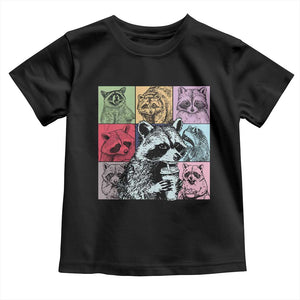 Raccoon Drinking Coffee Graphic Toddler T Shirt Funny Trash Panda Retro 90s Style TS02 Black Print Your Wear