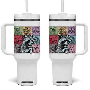 Raccoon Drinking Coffee Graphic Tumbler With Handle Funny Trash Panda Retro 90s Style TS02 One Size: 40 oz White Print Your Wear