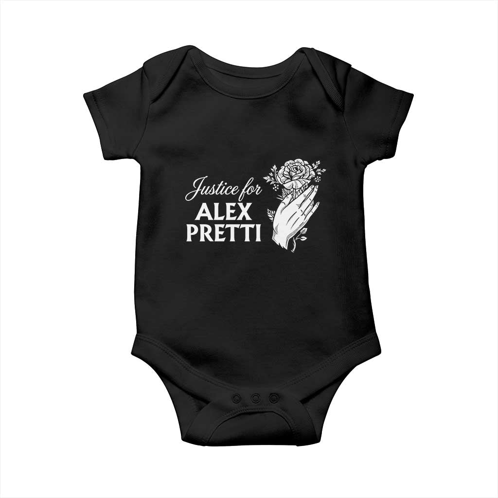 Justice for Alex Pretti Floral Memorial Baby Onesie Minneapolis Jan 24 2026 Tribute TS02 Black Print Your Wear
