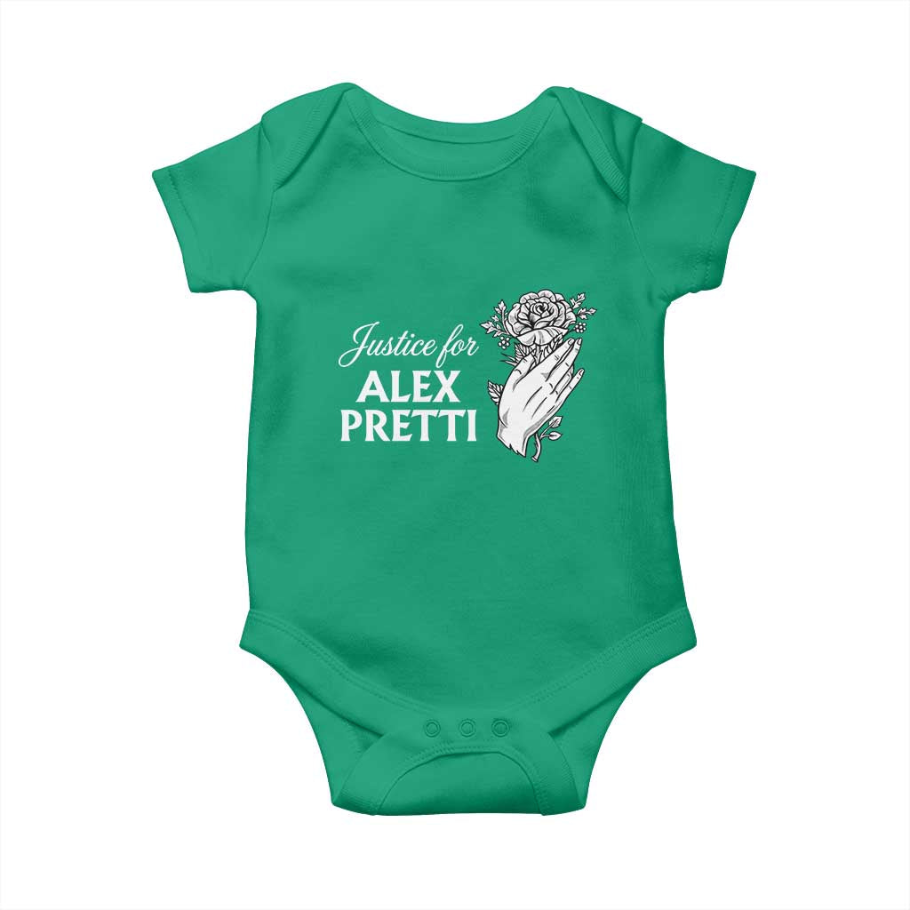 Justice for Alex Pretti Floral Memorial Baby Onesie Minneapolis Jan 24 2026 Tribute TS02 Irish Green Print Your Wear