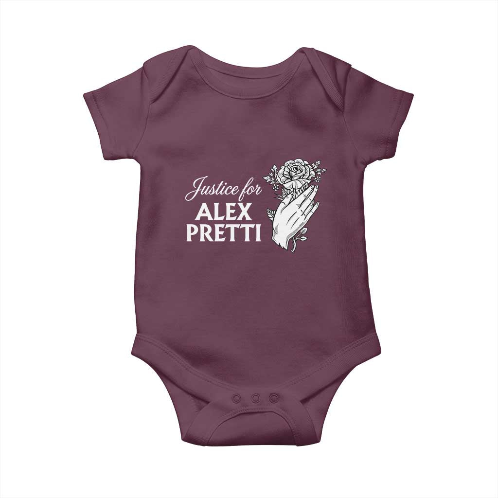 Justice for Alex Pretti Floral Memorial Baby Onesie Minneapolis Jan 24 2026 Tribute TS02 Maroon Print Your Wear
