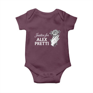 Justice for Alex Pretti Floral Memorial Baby Onesie Minneapolis Jan 24 2026 Tribute TS02 Maroon Print Your Wear