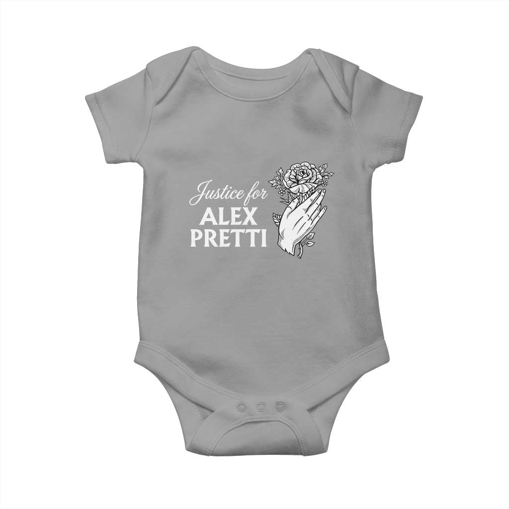 Justice for Alex Pretti Floral Memorial Baby Onesie Minneapolis Jan 24 2026 Tribute TS02 Sport Gray Print Your Wear