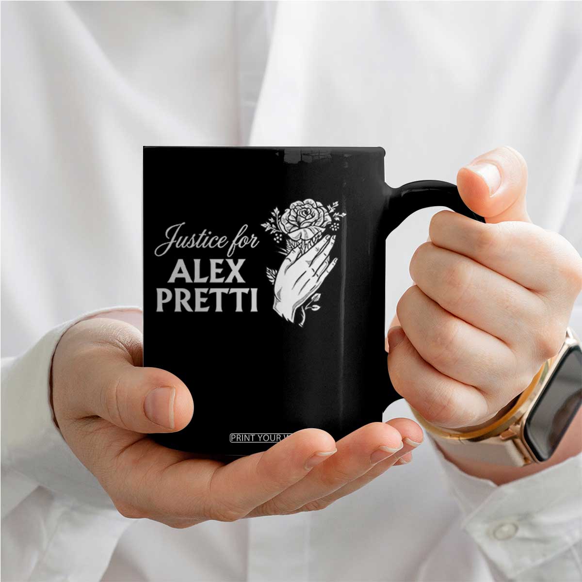 Justice for Alex Pretti Floral Memorial Coffee Mug Minneapolis Jan 24 2026 Tribute TS02 Print Your Wear