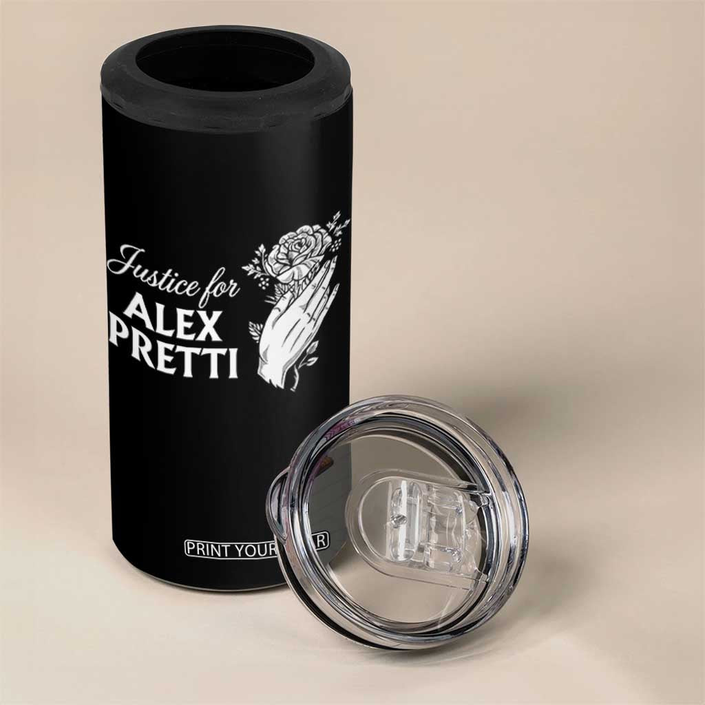 Justice for Alex Pretti Floral Memorial 4 in 1 Can Cooler Tumbler Minneapolis Jan 24 2026 Tribute TS02 Print Your Wear