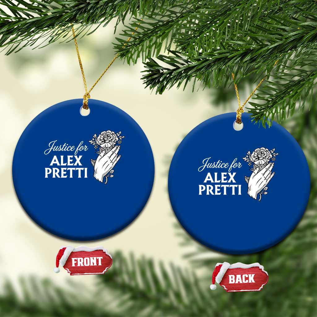 Justice for Alex Pretti Floral Memorial Ceramic Ornament Minneapolis Jan 24 2026 Tribute TS02 1pc Blue Print Your Wear