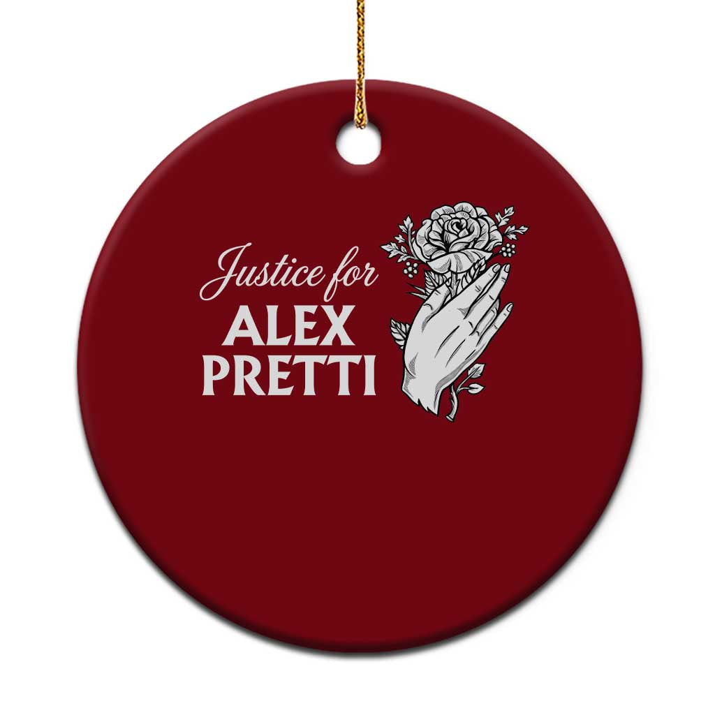 Justice for Alex Pretti Floral Memorial Ceramic Ornament Minneapolis Jan 24 2026 Tribute TS02 1pc Red Print Your Wear
