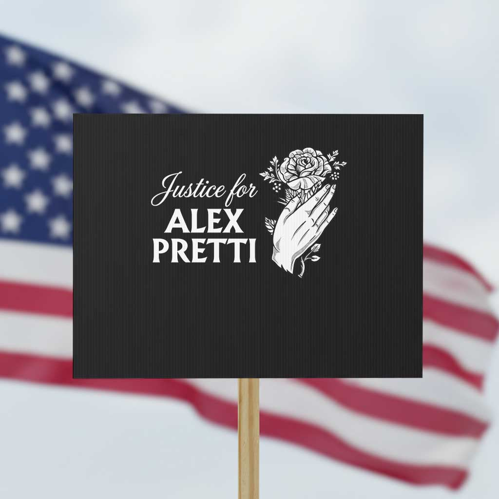 Justice for Alex Pretti Floral Memorial Protest Sign Minneapolis Jan 24 2026 Tribute TS02 Horizontal 18