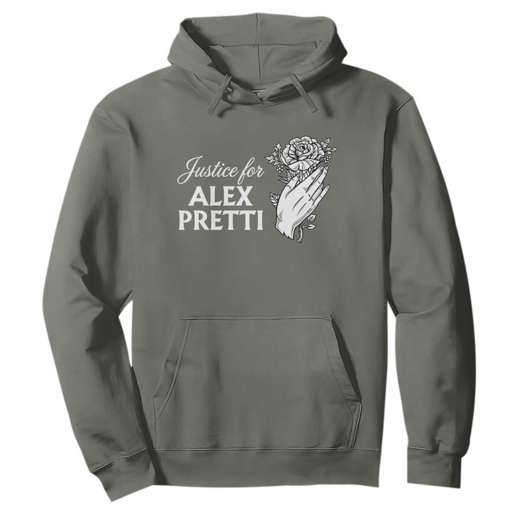 Justice for Alex Pretti Floral Memorial Hoodie Minneapolis Jan 24 2026 Tribute TS02 Military Green Print Your Wear
