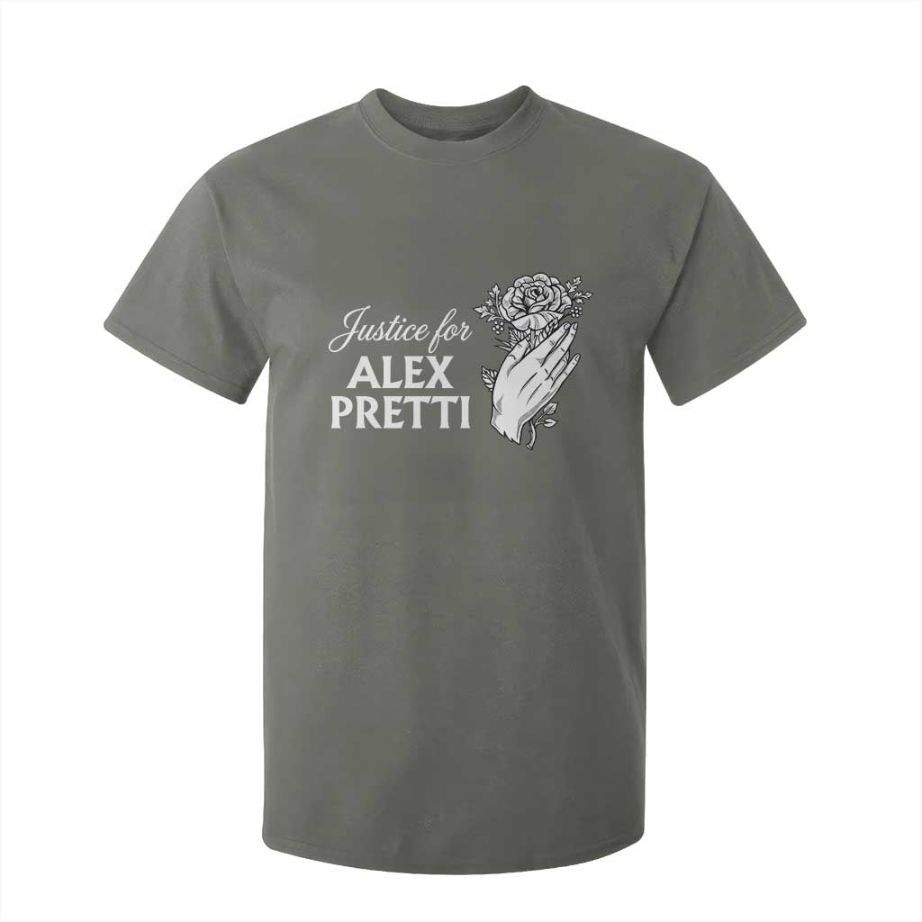 Justice for Alex Pretti Floral Memorial T Shirt For Kid Minneapolis Jan 24 2026 Tribute TS02 Military Green Print Your Wear