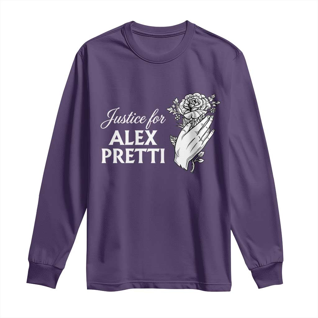 Justice for Alex Pretti Floral Memorial Long Sleeve Shirt Minneapolis Jan 24 2026 Tribute TS02 Purple Print Your Wear