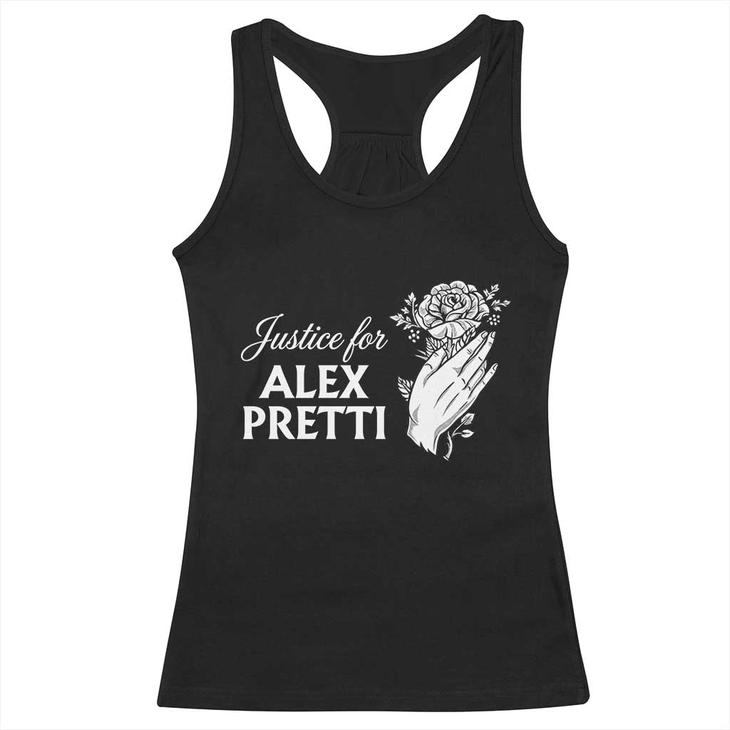 Justice for Alex Pretti Floral Memorial Racerback Tank Top Minneapolis Jan 24 2026 Tribute TS02 Black Print Your Wear