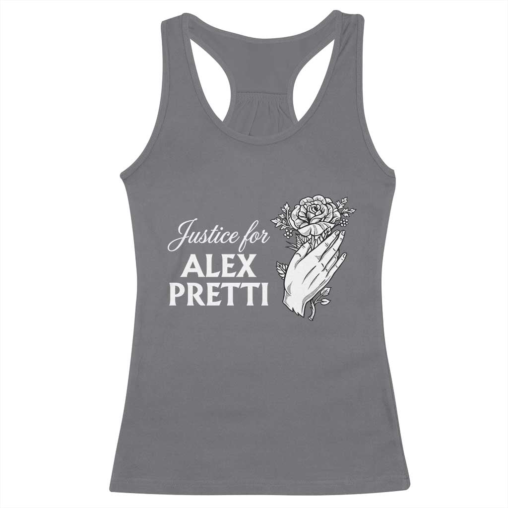Justice for Alex Pretti Floral Memorial Racerback Tank Top Minneapolis Jan 24 2026 Tribute TS02 Charcoal Print Your Wear