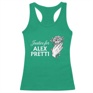 Justice for Alex Pretti Floral Memorial Racerback Tank Top Minneapolis Jan 24 2026 Tribute TS02 Irish Green Print Your Wear