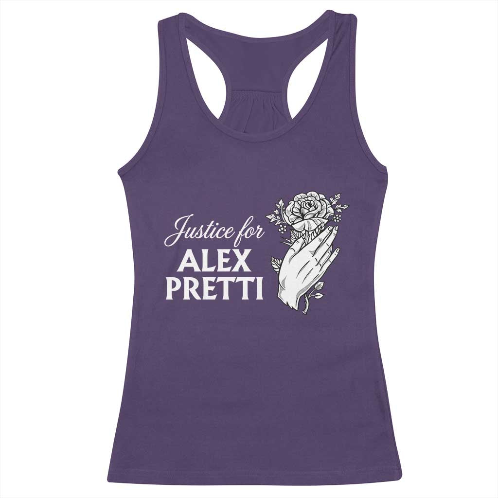 Justice for Alex Pretti Floral Memorial Racerback Tank Top Minneapolis Jan 24 2026 Tribute TS02 Purple Print Your Wear