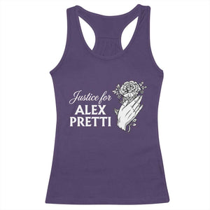 Justice for Alex Pretti Floral Memorial Racerback Tank Top Minneapolis Jan 24 2026 Tribute TS02 Purple Print Your Wear
