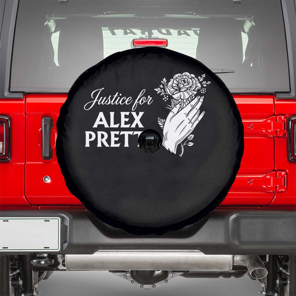 Justice for Alex Pretti Floral Memorial Spare Tire Cover Minneapolis Jan 24 2026 Tribute TS02 Black Print Your Wear