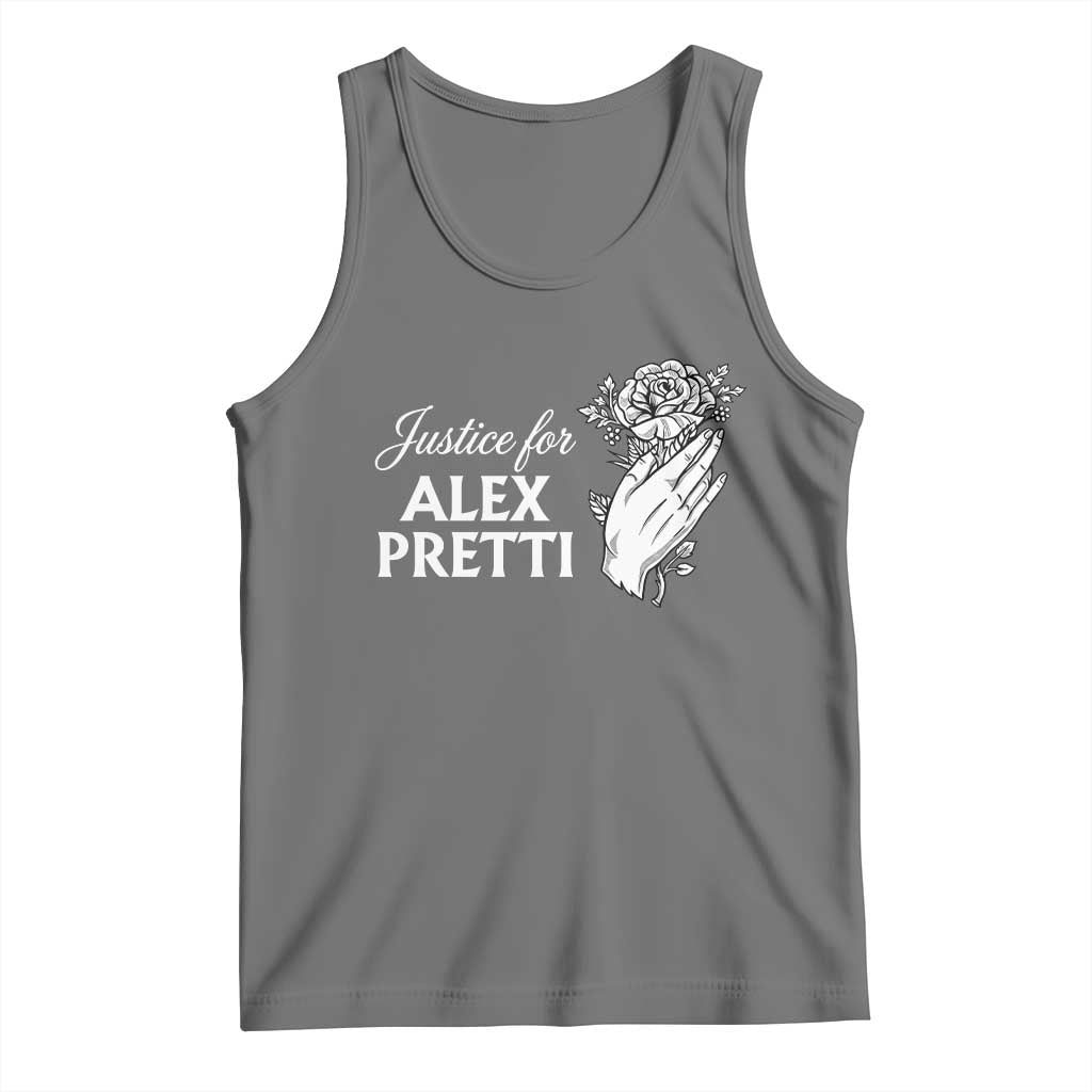 Justice for Alex Pretti Floral Memorial Tank Top Minneapolis Jan 24 2026 Tribute TS02 Black Heather Print Your Wear