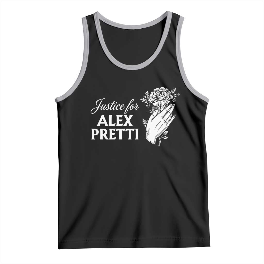 Justice for Alex Pretti Floral Memorial Tank Top Minneapolis Jan 24 2026 Tribute TS02 Black Athletic Heather Print Your Wear