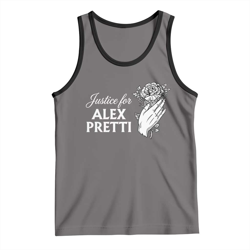 Justice for Alex Pretti Floral Memorial Tank Top Minneapolis Jan 24 2026 Tribute TS02 Deep Heather Black Print Your Wear
