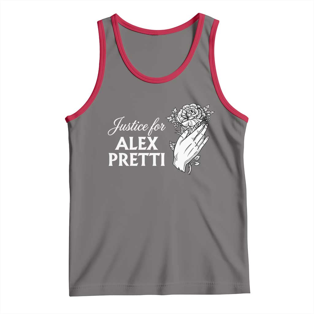 Justice for Alex Pretti Floral Memorial Tank Top Minneapolis Jan 24 2026 Tribute TS02 Deep Heather Red Print Your Wear