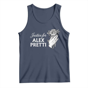 Justice for Alex Pretti Floral Memorial Tank Top Minneapolis Jan 24 2026 Tribute TS02 Navy Print Your Wear