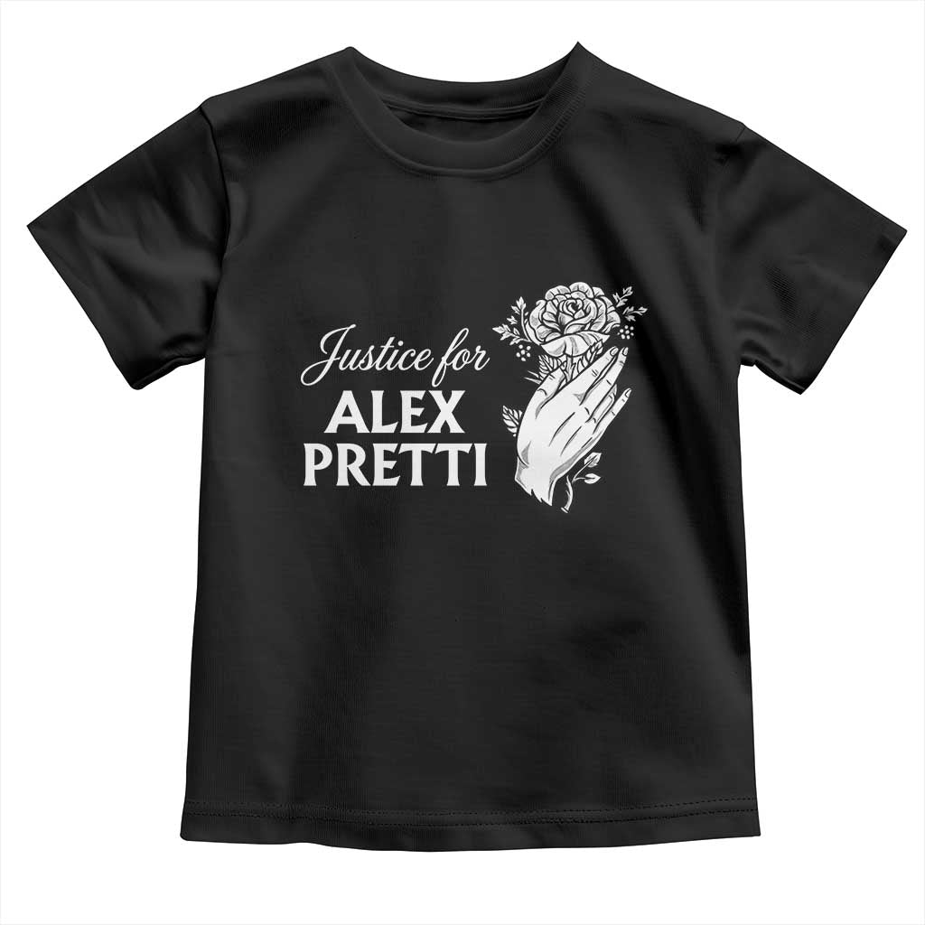 Justice for Alex Pretti Floral Memorial Toddler T Shirt Minneapolis Jan 24 2026 Tribute TS02 Black Print Your Wear
