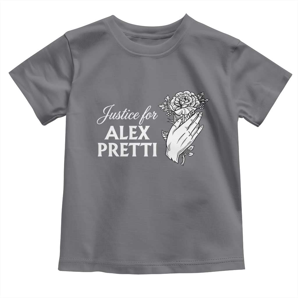 Justice for Alex Pretti Floral Memorial Toddler T Shirt Minneapolis Jan 24 2026 Tribute TS02 Charcoal Print Your Wear