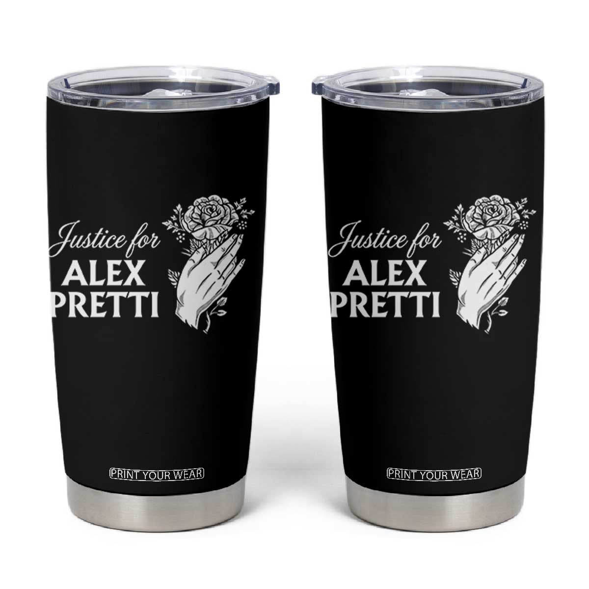 Justice for Alex Pretti Floral Memorial Tumbler Cup Minneapolis Jan 24 2026 Tribute TS02 Black Print Your Wear
