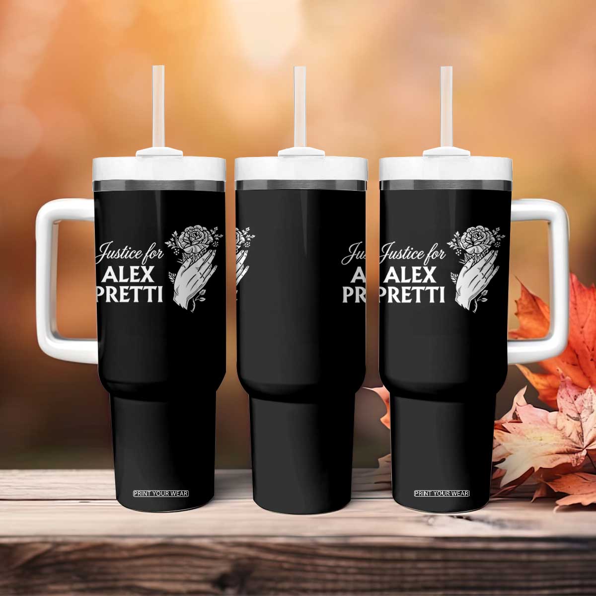 Justice for Alex Pretti Floral Memorial Tumbler With Handle Minneapolis Jan 24 2026 Tribute TS02 Print Your Wear