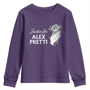 Justice for Alex Pretti Floral Memorial Youth Sweatshirt Minneapolis Jan 24 2026 Tribute TS02 Purple Print Your Wear
