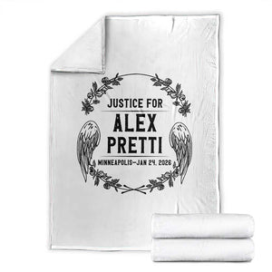 Justice for Alex Pretti Throw Blanket Minneapolis January 24 2026 Tribute Memorial Wreath TS02 White Print Your Wear