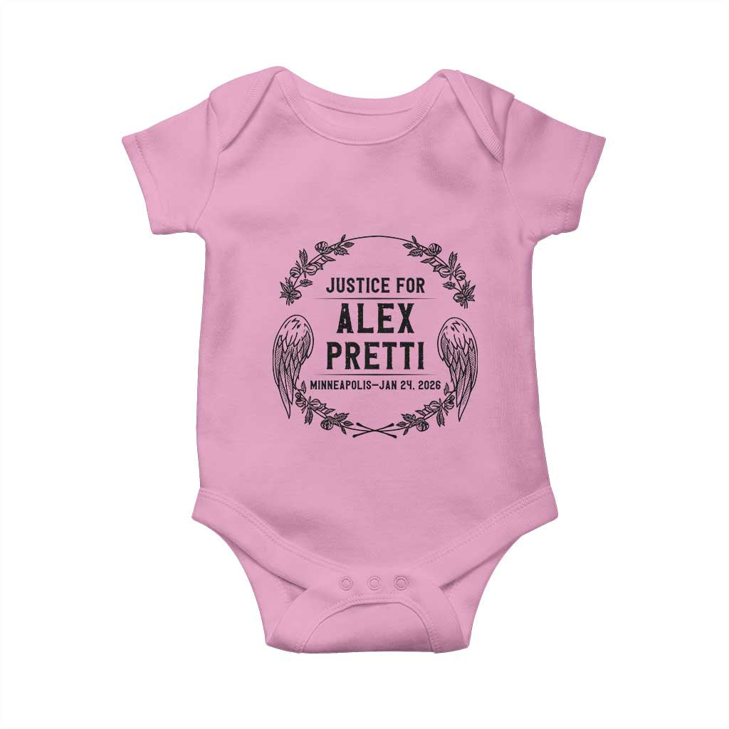 Justice for Alex Pretti Baby Onesie Minneapolis January 24 2026 Tribute Memorial Wreath TS02 Light Pink Print Your Wear