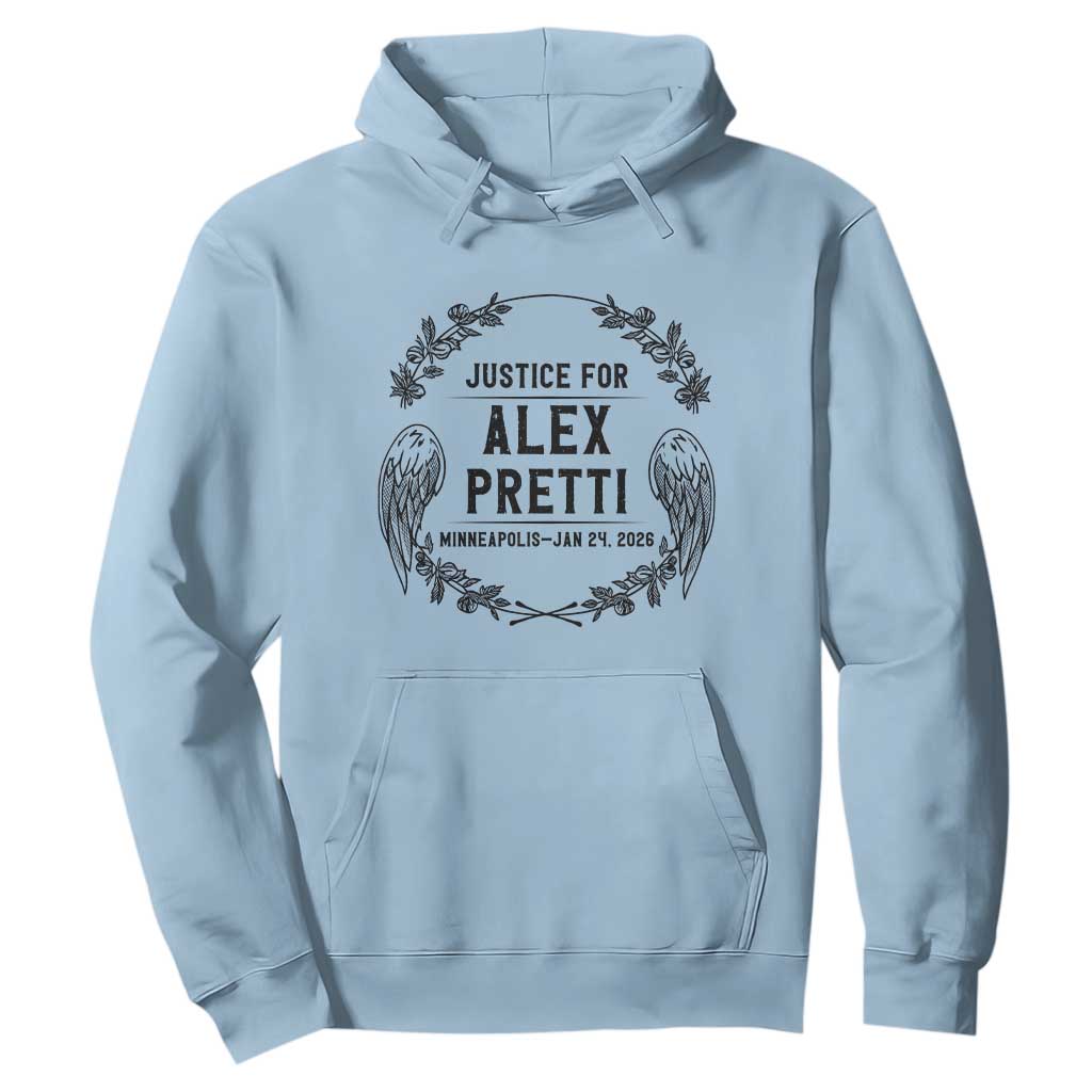 Justice for Alex Pretti Hoodie Minneapolis January 24 2026 Tribute Memorial Wreath TS02 Light Blue Print Your Wear