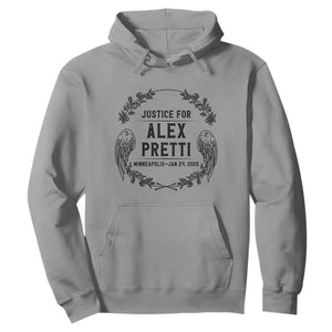 Justice for Alex Pretti Hoodie Minneapolis January 24 2026 Tribute Memorial Wreath TS02 Sport Gray Print Your Wear
