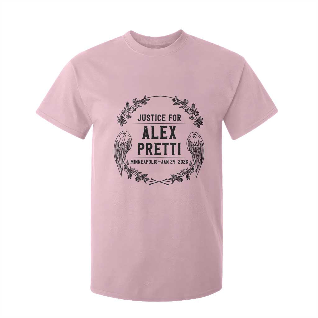 Justice for Alex Pretti T Shirt For Kid Minneapolis January 24 2026 Tribute Memorial Wreath TS02 Light Pink Print Your Wear