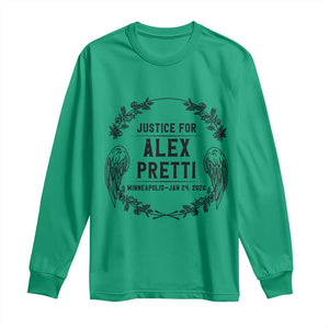Justice for Alex Pretti Long Sleeve Shirt Minneapolis January 24 2026 Tribute Memorial Wreath TS02 Irish Green Print Your Wear
