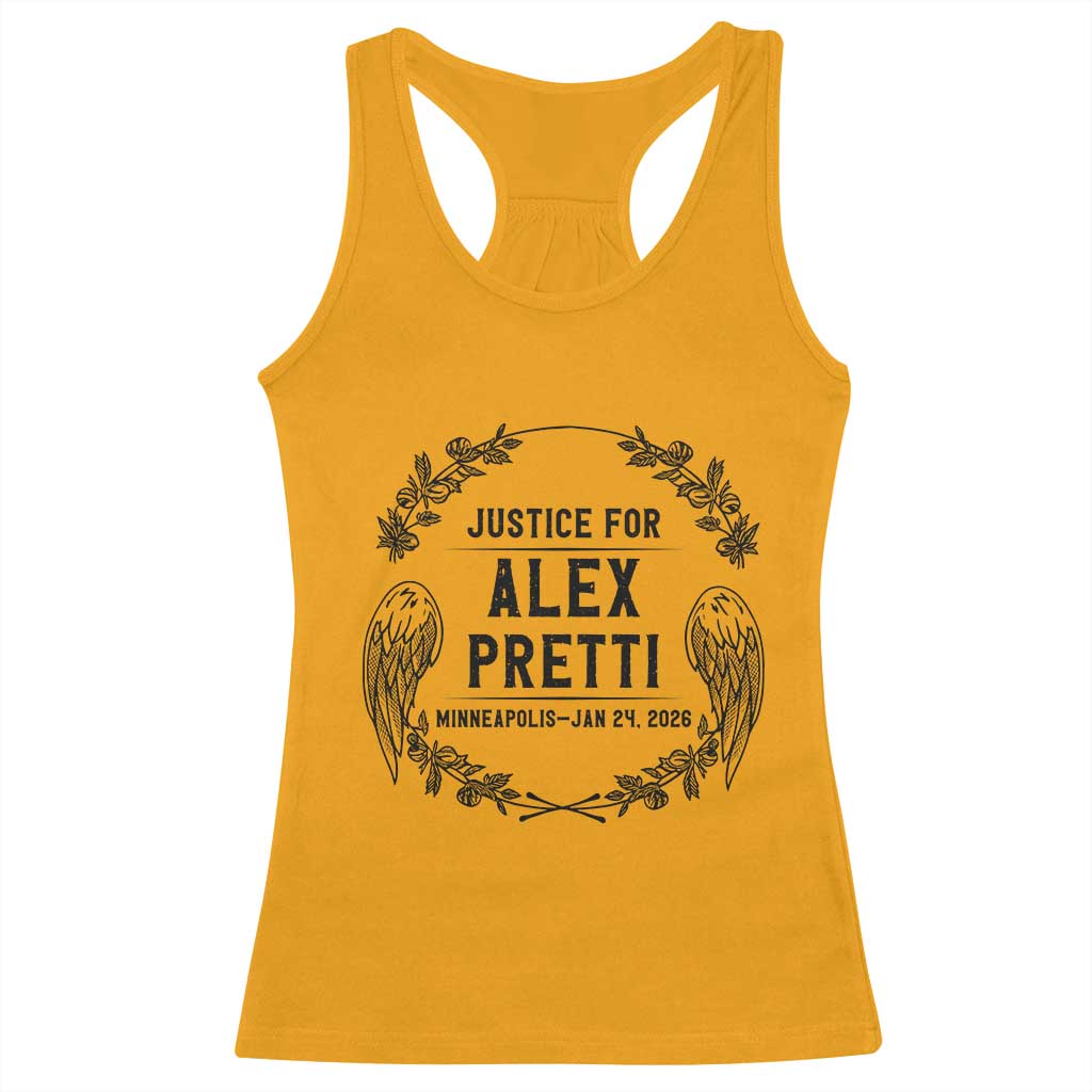 Justice for Alex Pretti Racerback Tank Top Minneapolis January 24 2026 Tribute Memorial Wreath TS02 Gold Print Your Wear